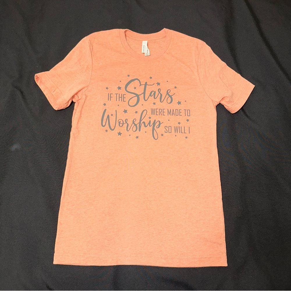 Christian worship tee shirt‎ size medium Heather coral